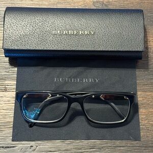 Burberry B 2150 3001 Black Square Eyeglasses Frames 55-17-140 Fair Condition